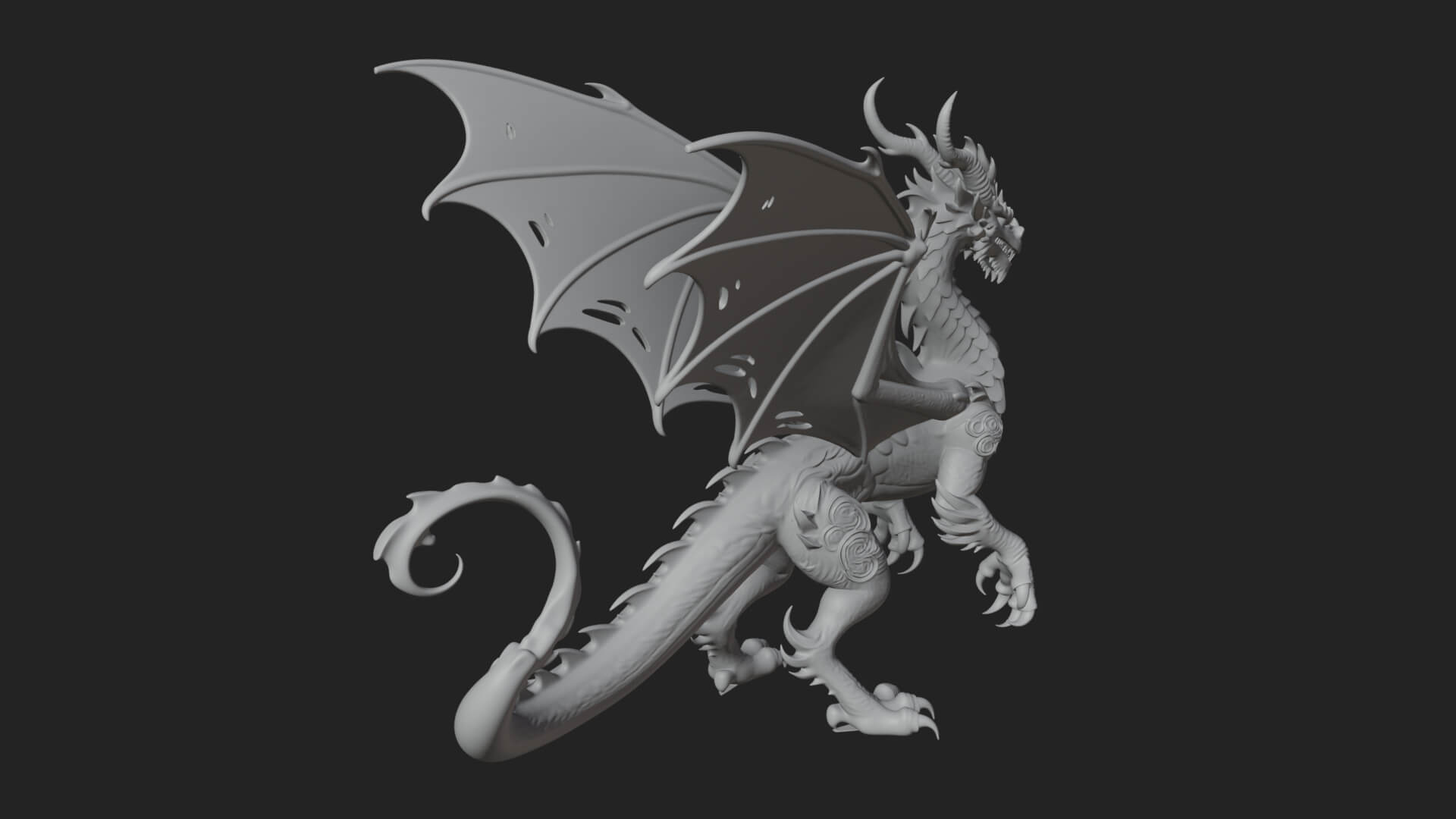 Winged Dragon Statue Design 14 3D Print Model 3D Model