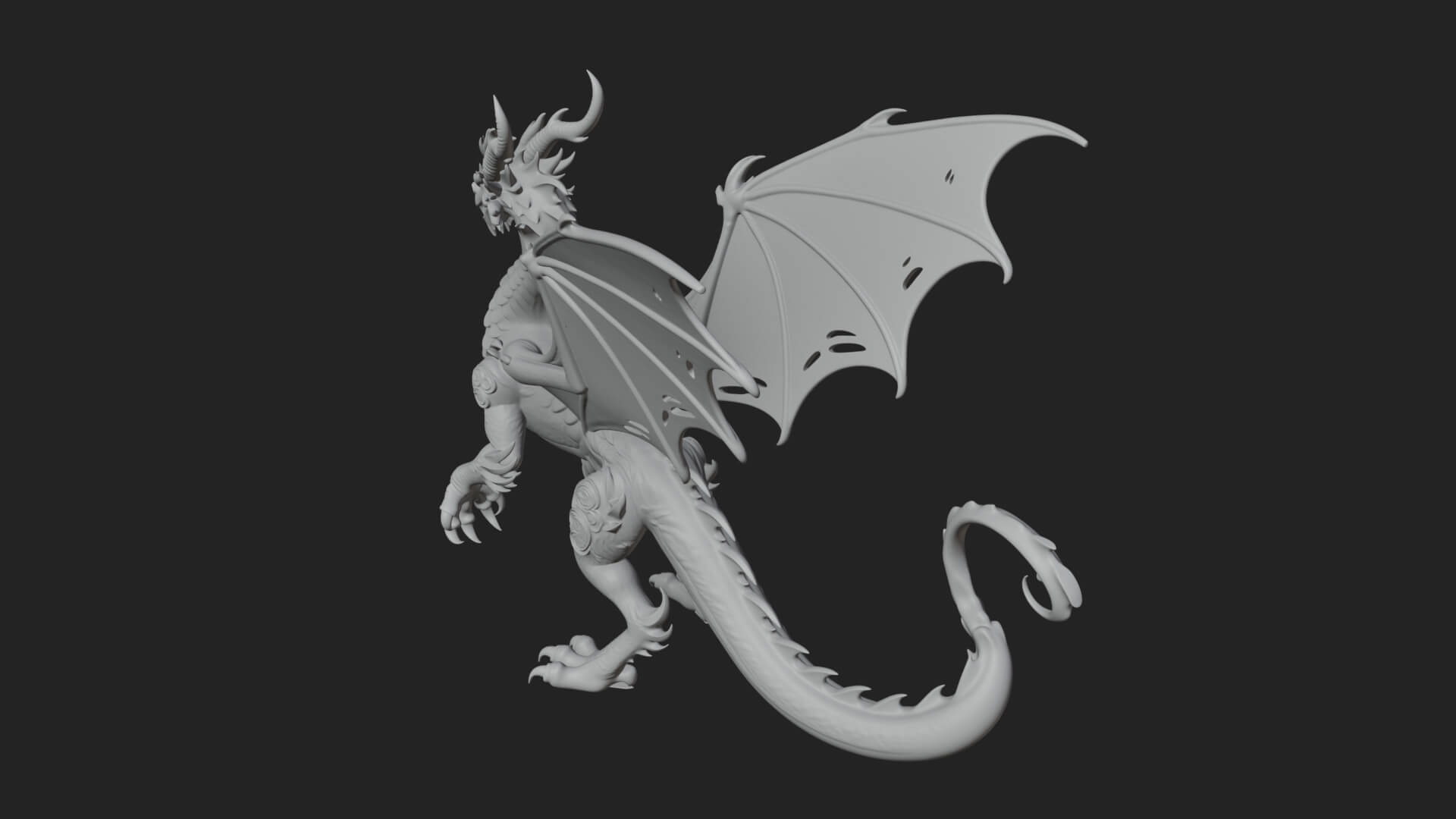 Winged Dragon Statue Design 14 3D Print Model 3D Model