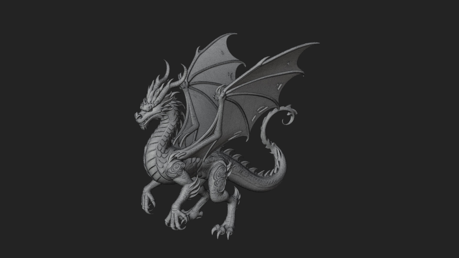 Winged Dragon Statue Design 14 3D Print Model 3D Model