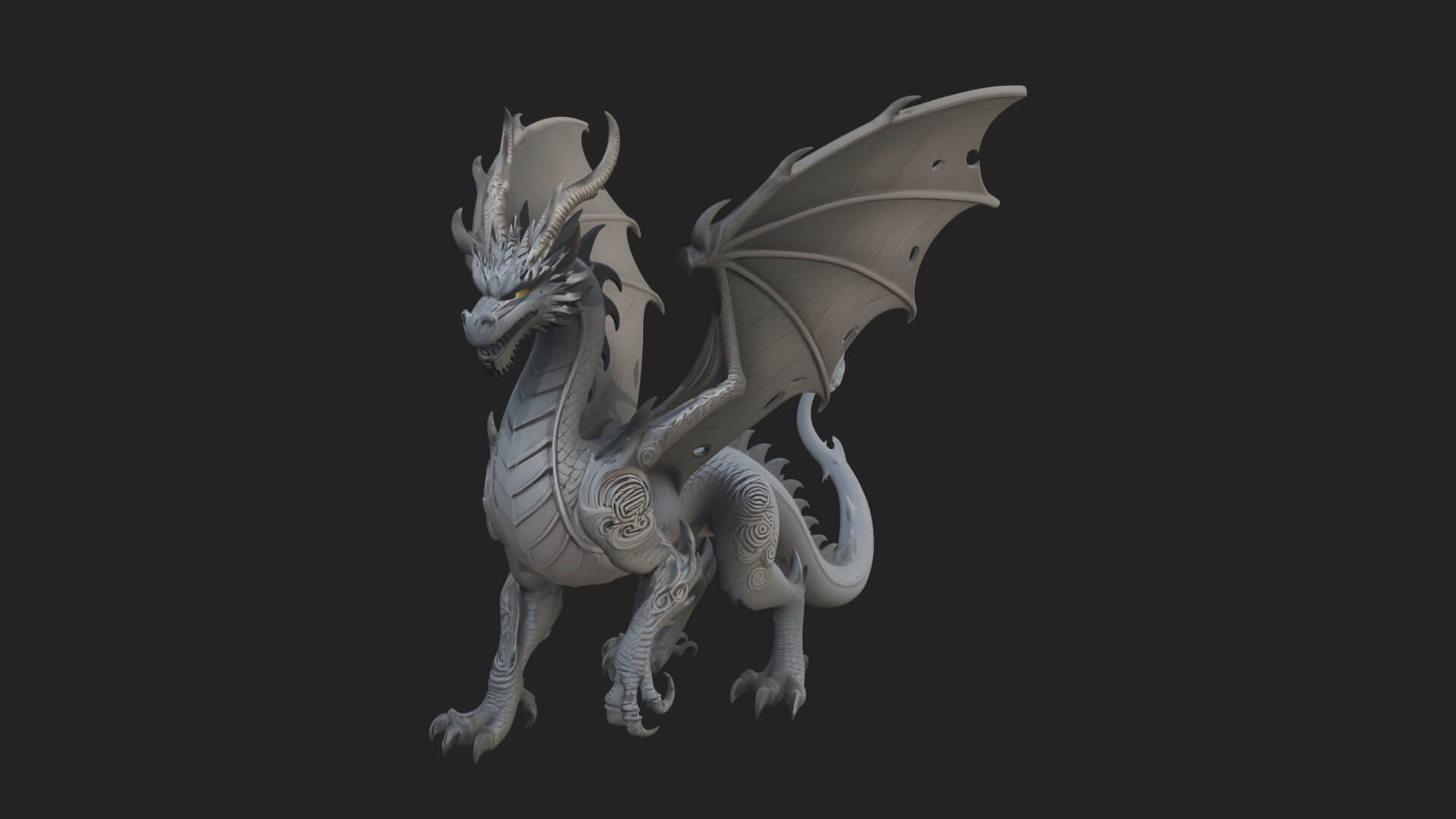Winged Dragon Statue Design 15 3D Print Model 3D Model
