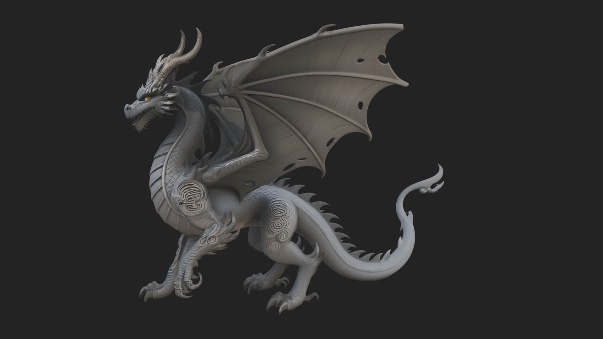Winged Dragon Statue Design 15 3D Print Model 3D Model