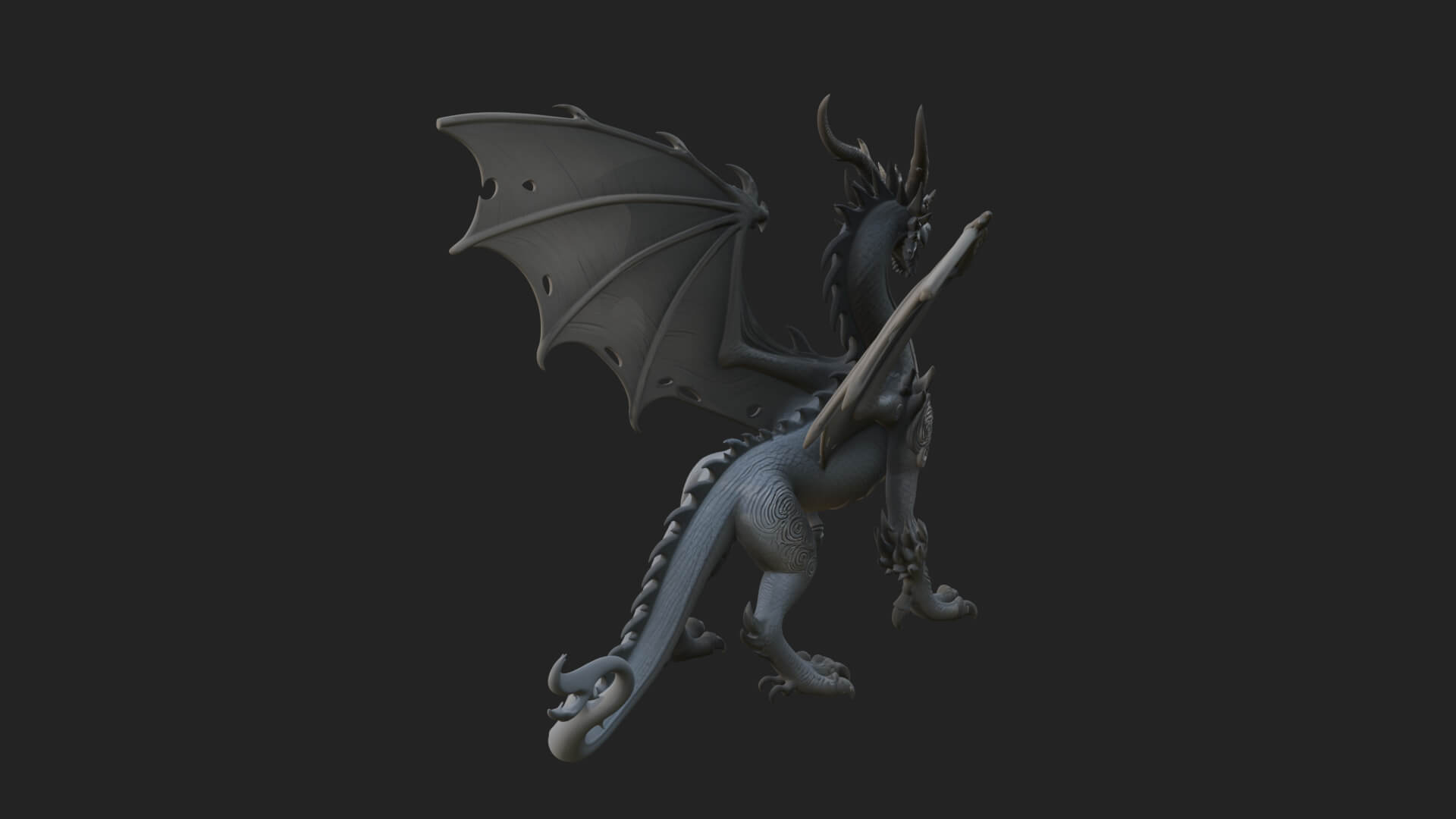 Winged Dragon Statue Design 15 3D Print Model 3D Model