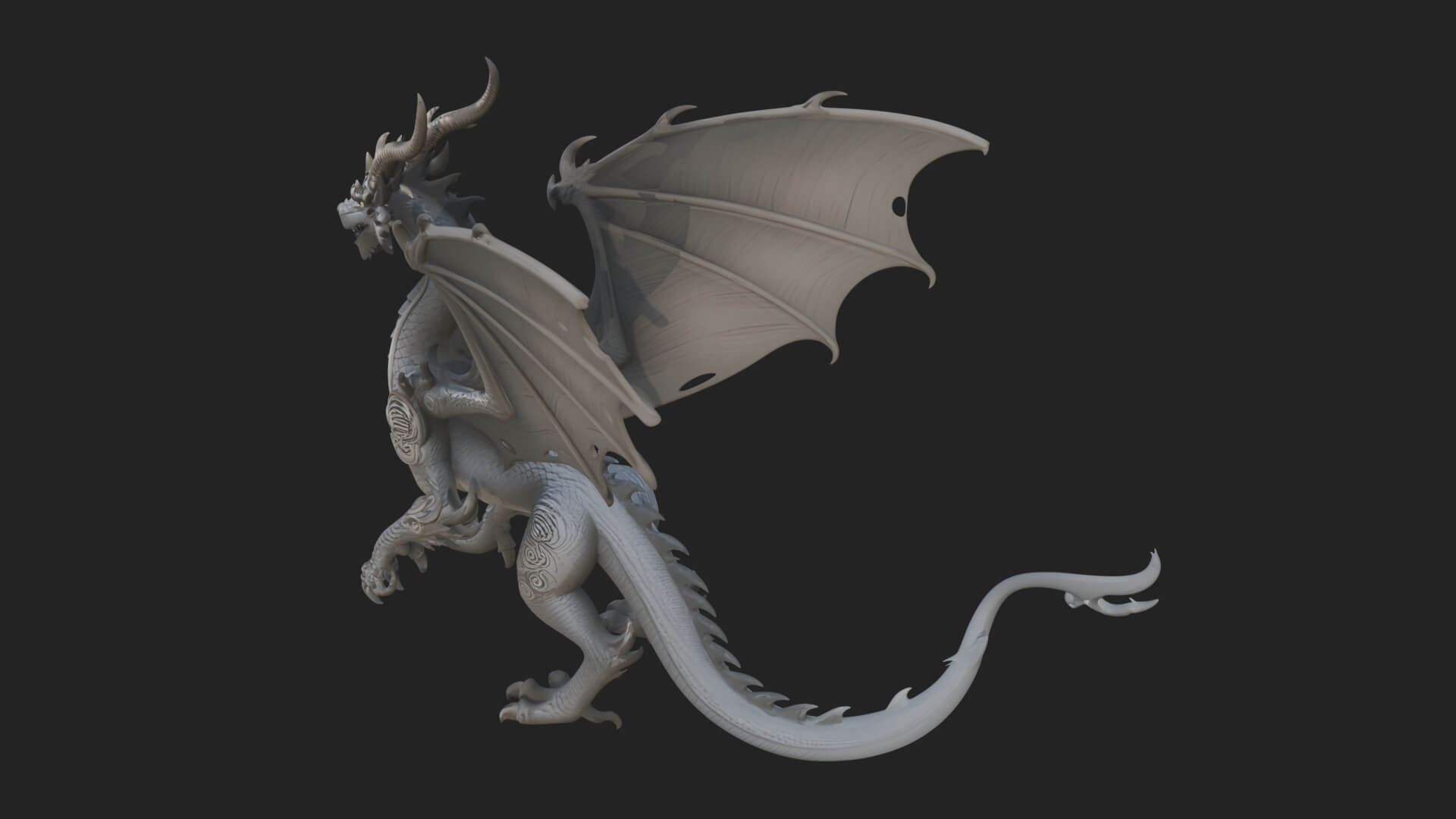 Winged Dragon Statue Design 15 3D Print Model 3D Model