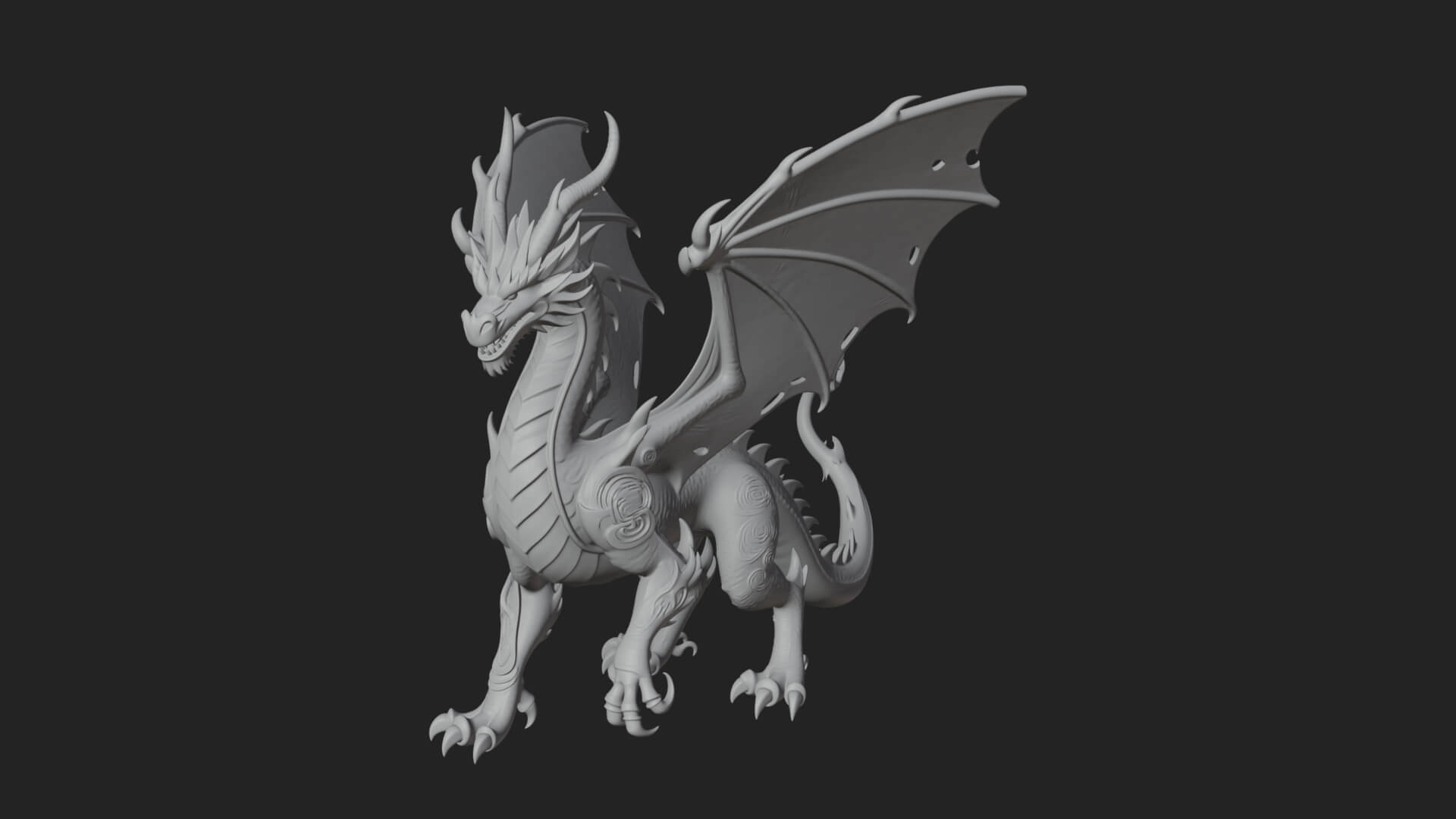 Winged Dragon Statue Design 15 3D Print Model 3D Model