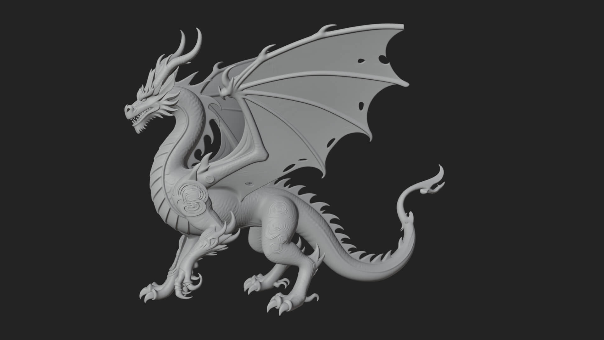 Winged Dragon Statue Design 15 3D Print Model 3D Model