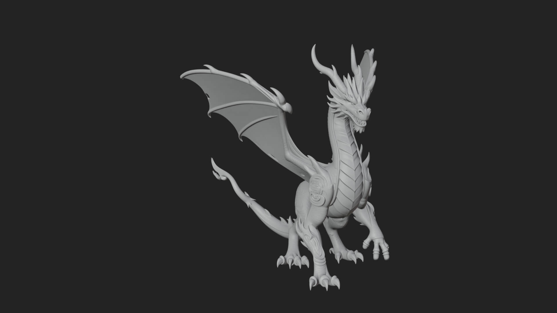 Winged Dragon Statue Design 15 3D Print Model 3D Model