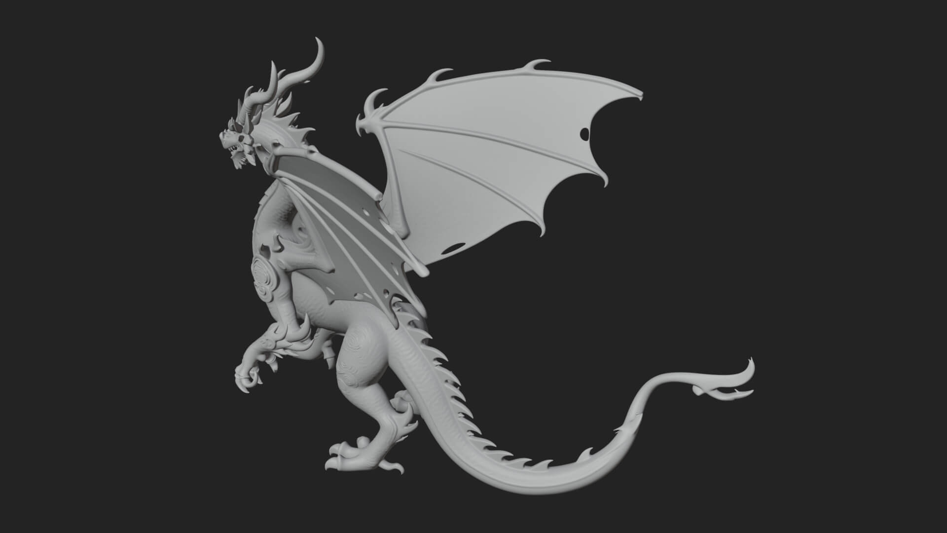 Winged Dragon Statue Design 15 3D Print Model 3D Model