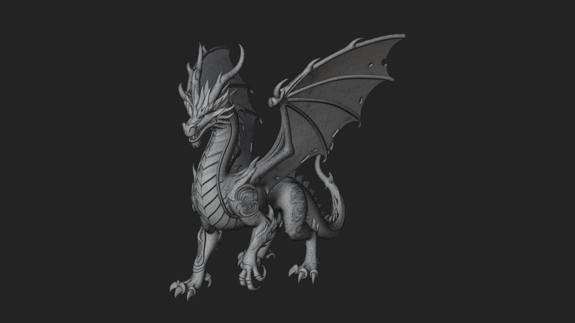 Winged Dragon Statue Design 15 3D Print Model 3D Model