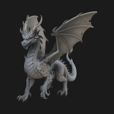 Winged Dragon Statue Design 15 3D Print Model