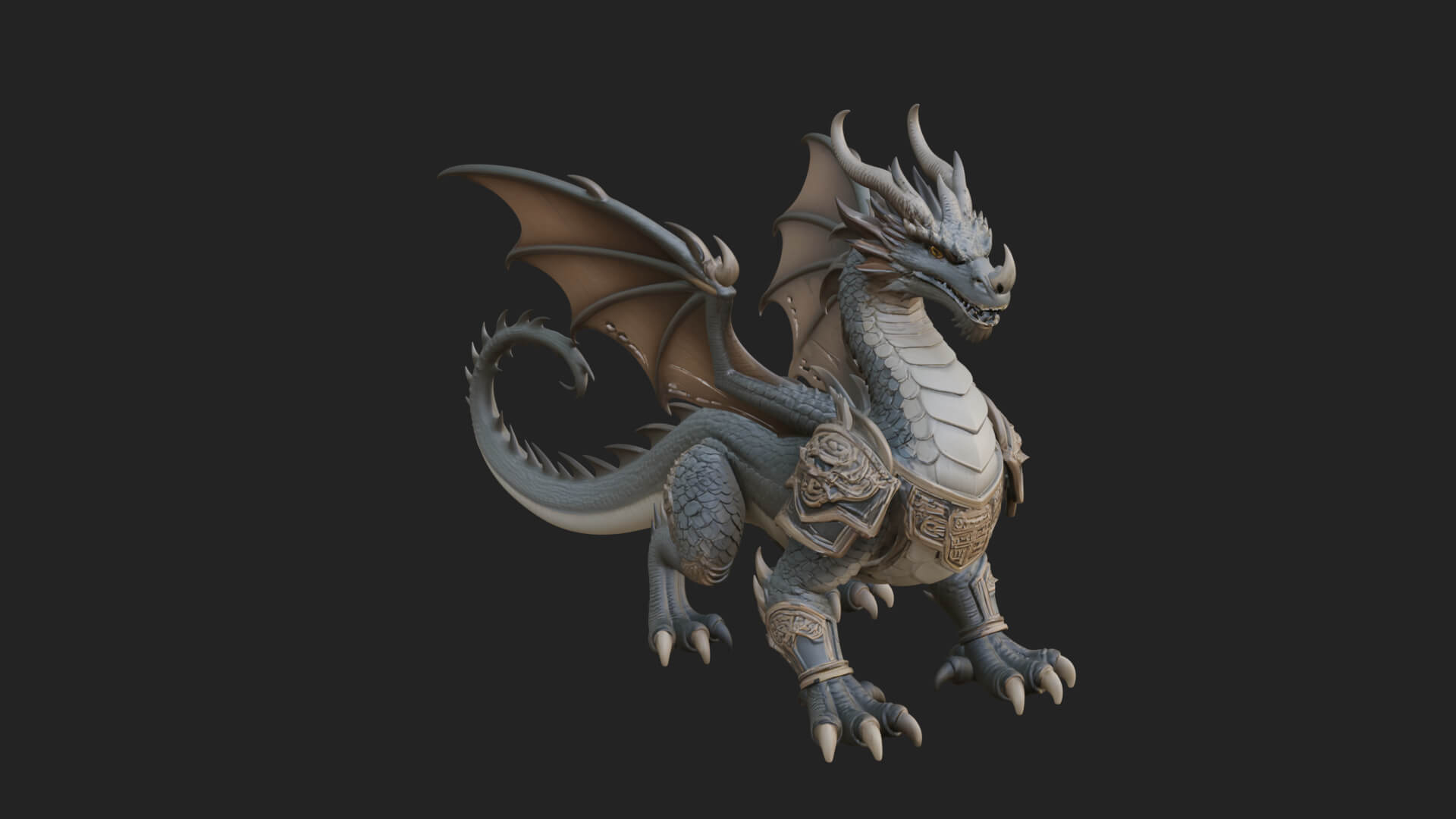 Winged Dragon Statue Design 16 3D Print Model 3D Model