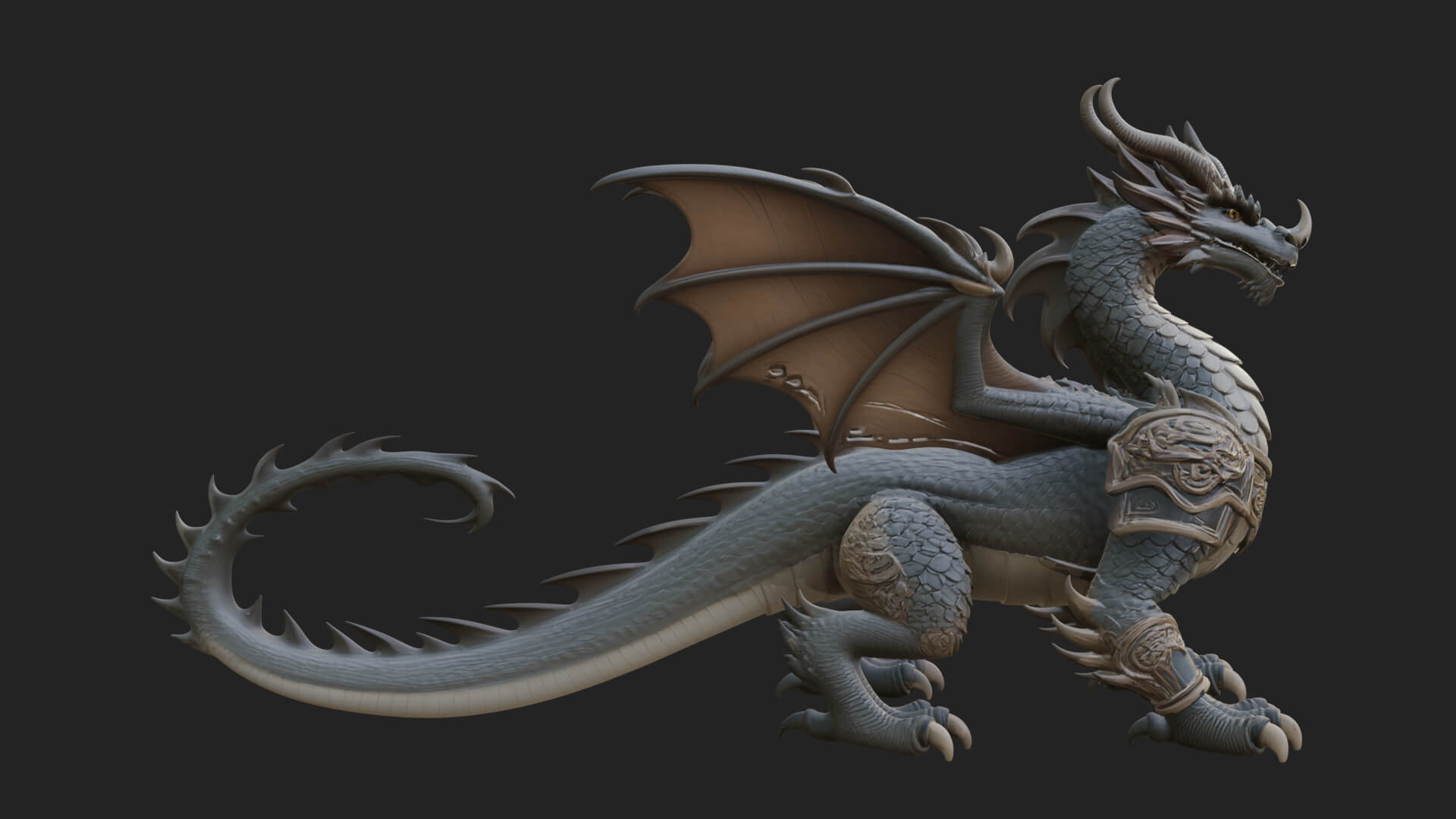 Winged Dragon Statue Design 16 3D Print Model 3D Model