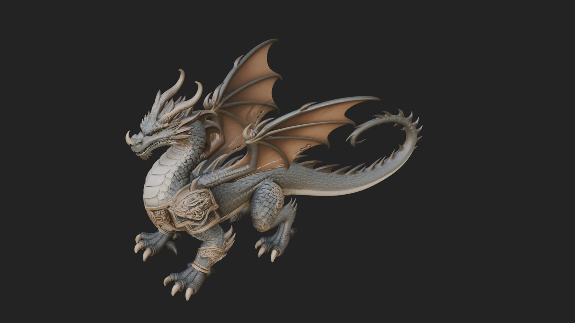 Winged Dragon Statue Design 16 3D Print Model 3D Model