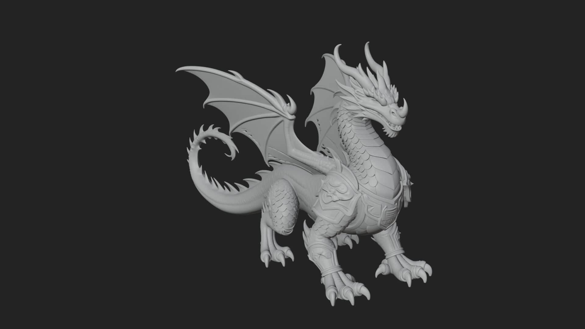 Winged Dragon Statue Design 16 3D Print Model 3D Model