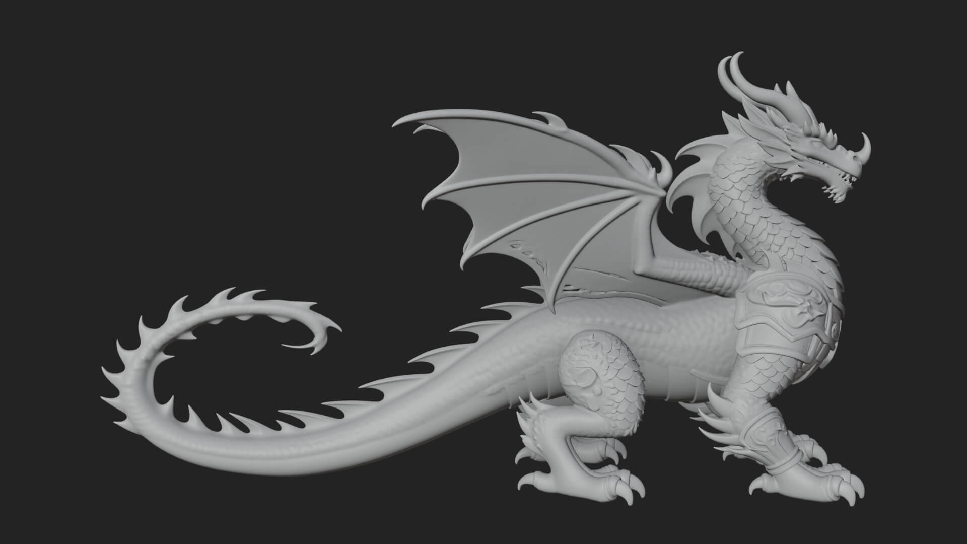 Winged Dragon Statue Design 16 3D Print Model 3D Model