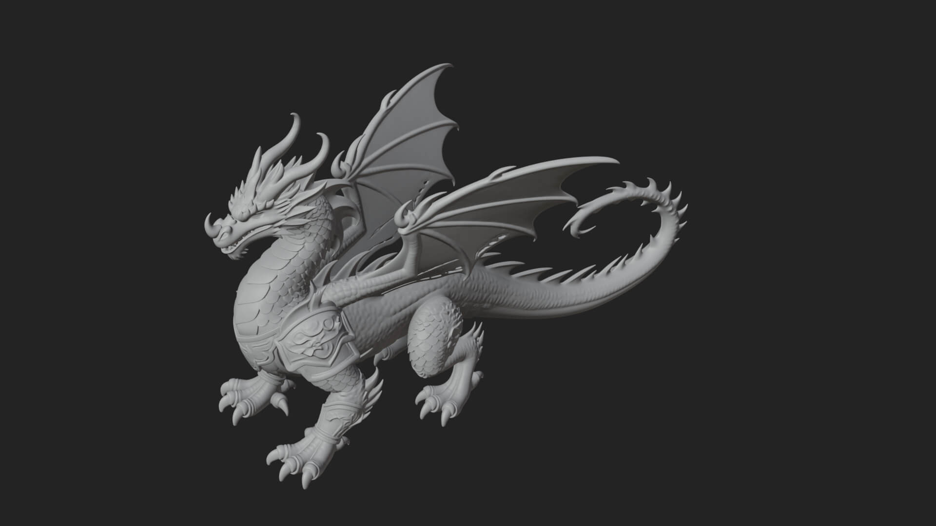 Winged Dragon Statue Design 16 3D Print Model 3D Model