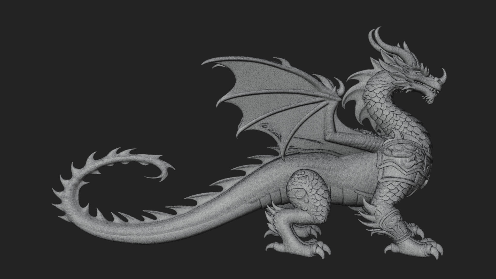 Winged Dragon Statue Design 16 3D Print Model 3D Model