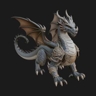 Winged Dragon Statue Design 16 3D Print Model