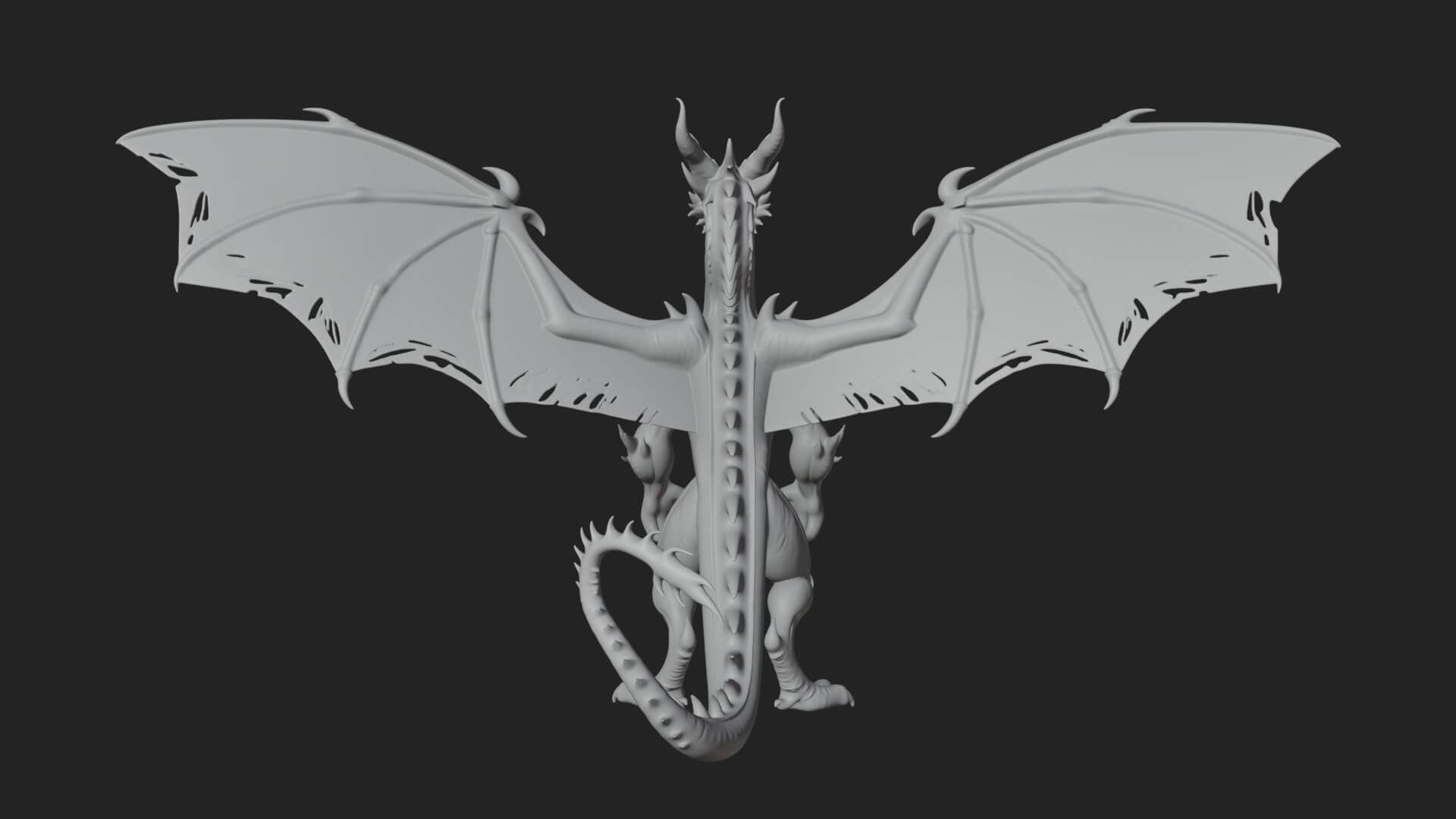 Winged Dragon Statue Design 17 3D Print Model 3D Model