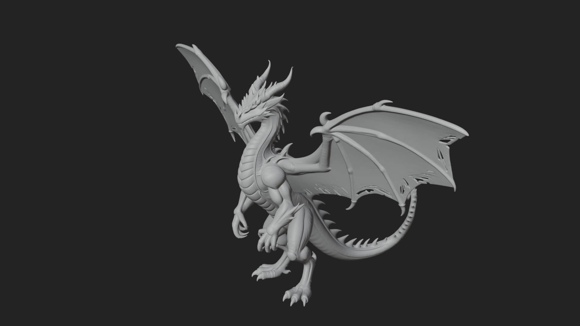 Winged Dragon Statue Design 17 3D Print Model 3D Model
