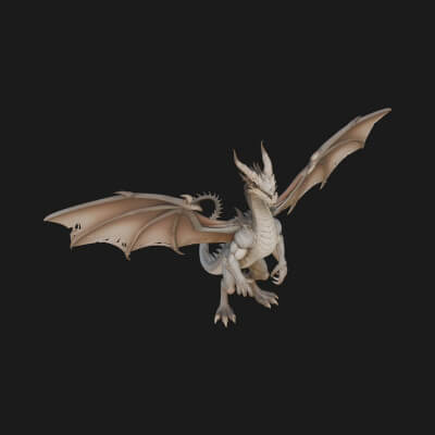 Winged Dragon Statue Design 17 3D Print Model