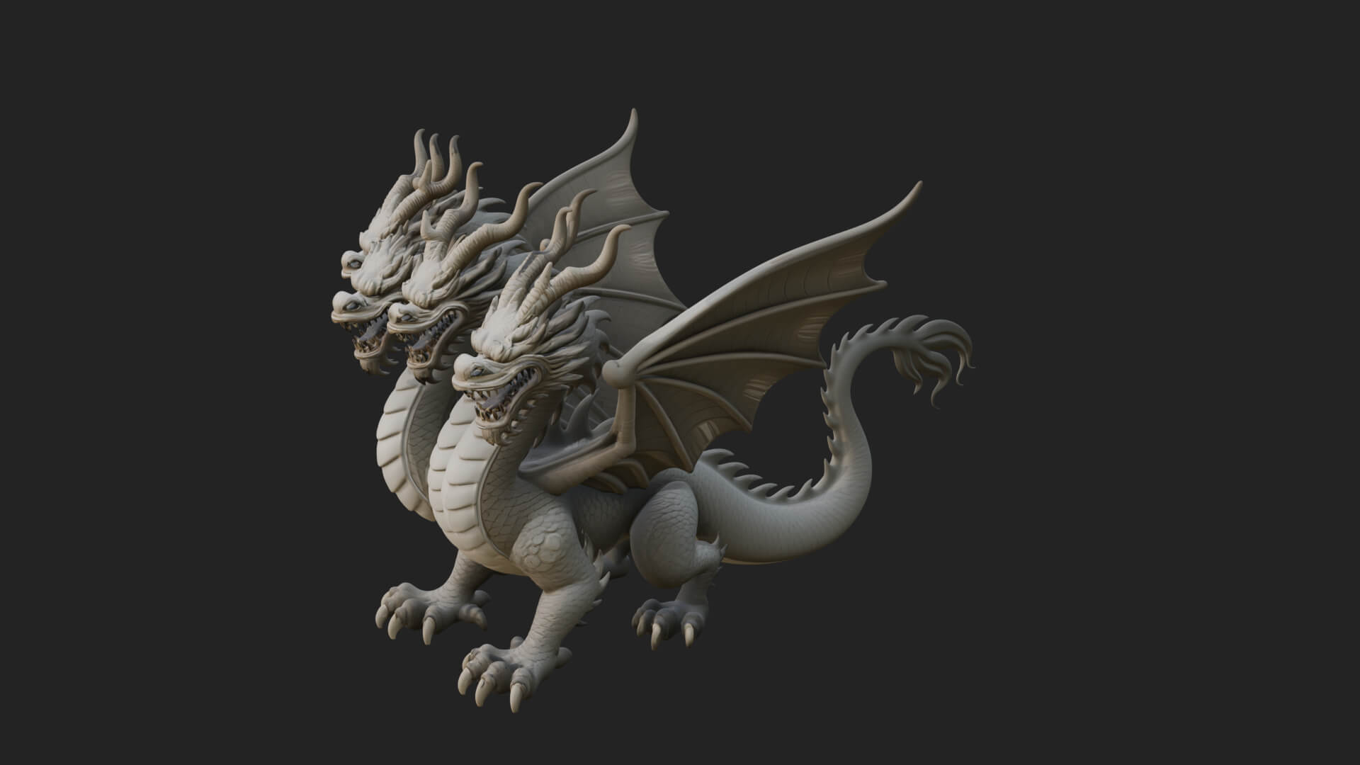 Winged Dragon Statue Design 18 3D Print Model 3D Model