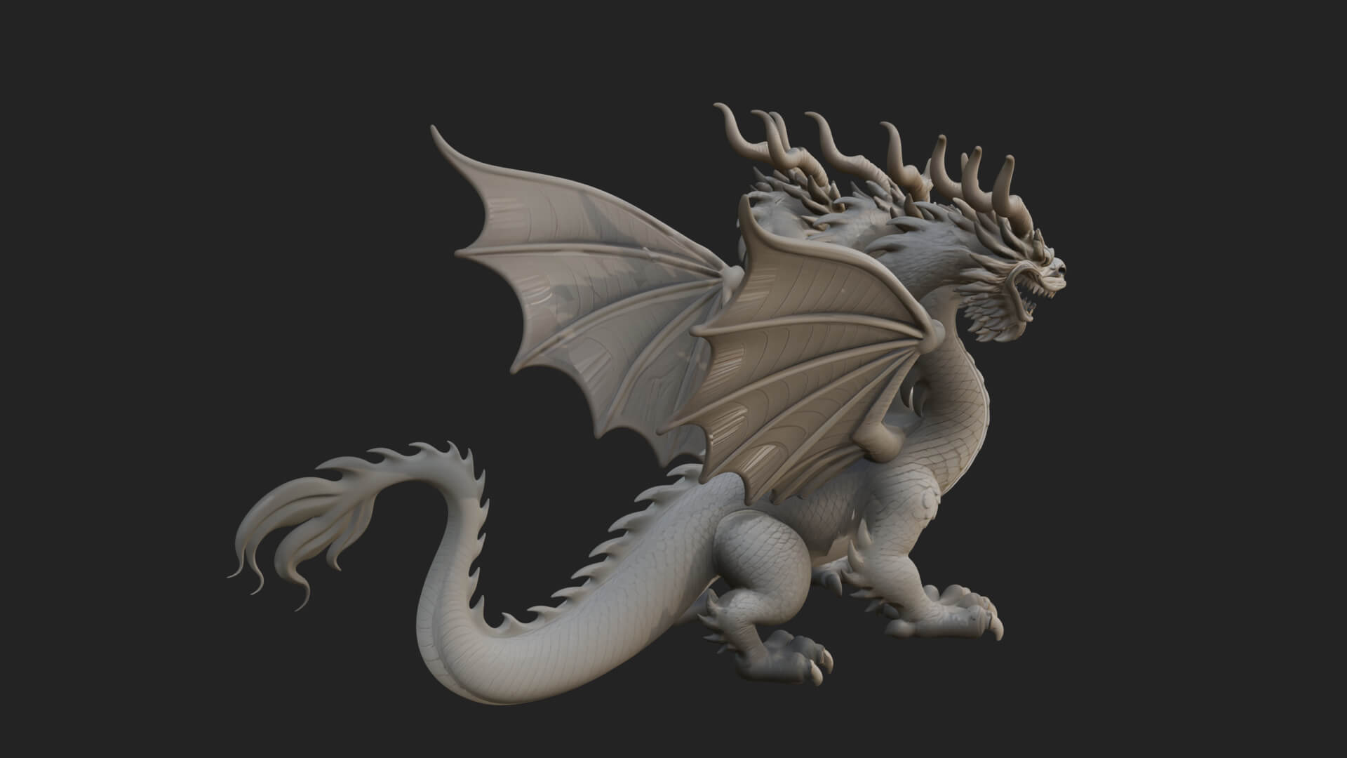 Winged Dragon Statue Design 18 3D Print Model 3D Model