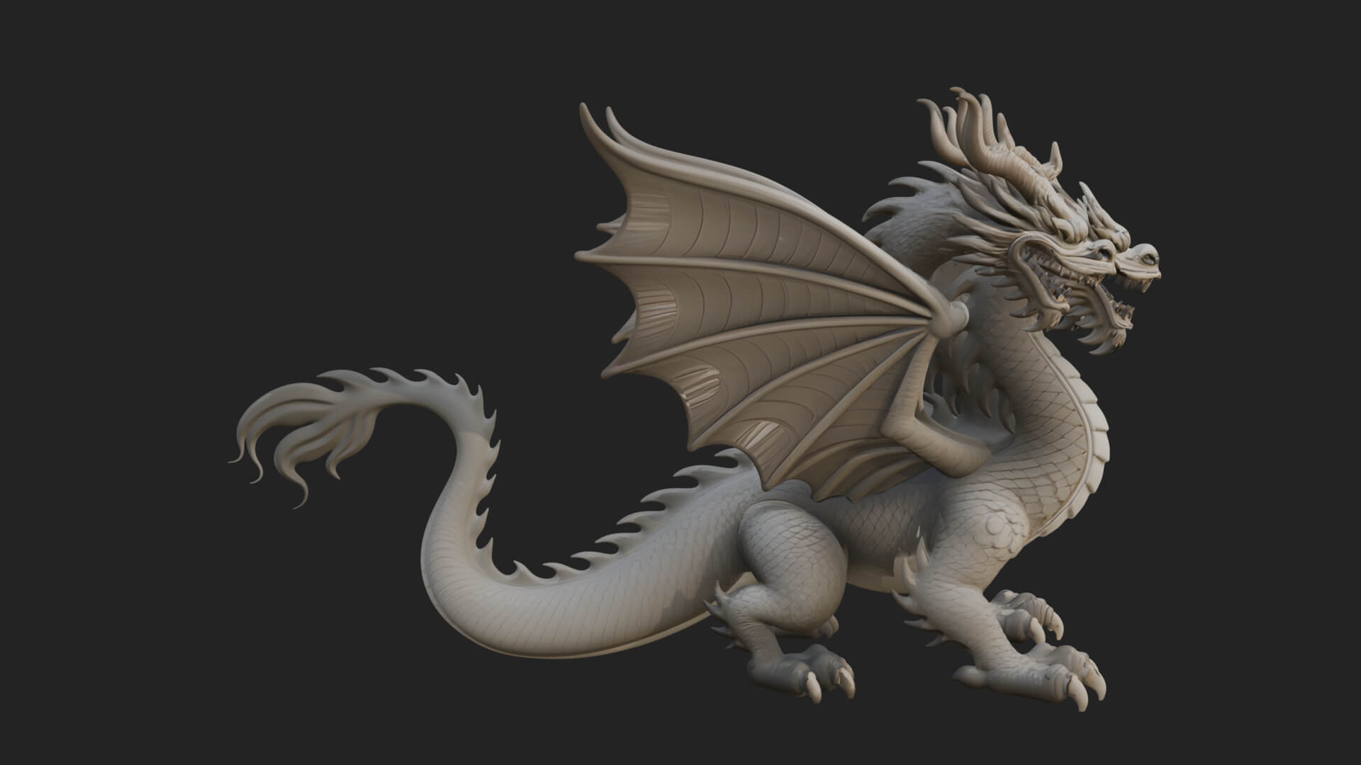 Winged Dragon Statue Design 18 3D Print Model 3D Model