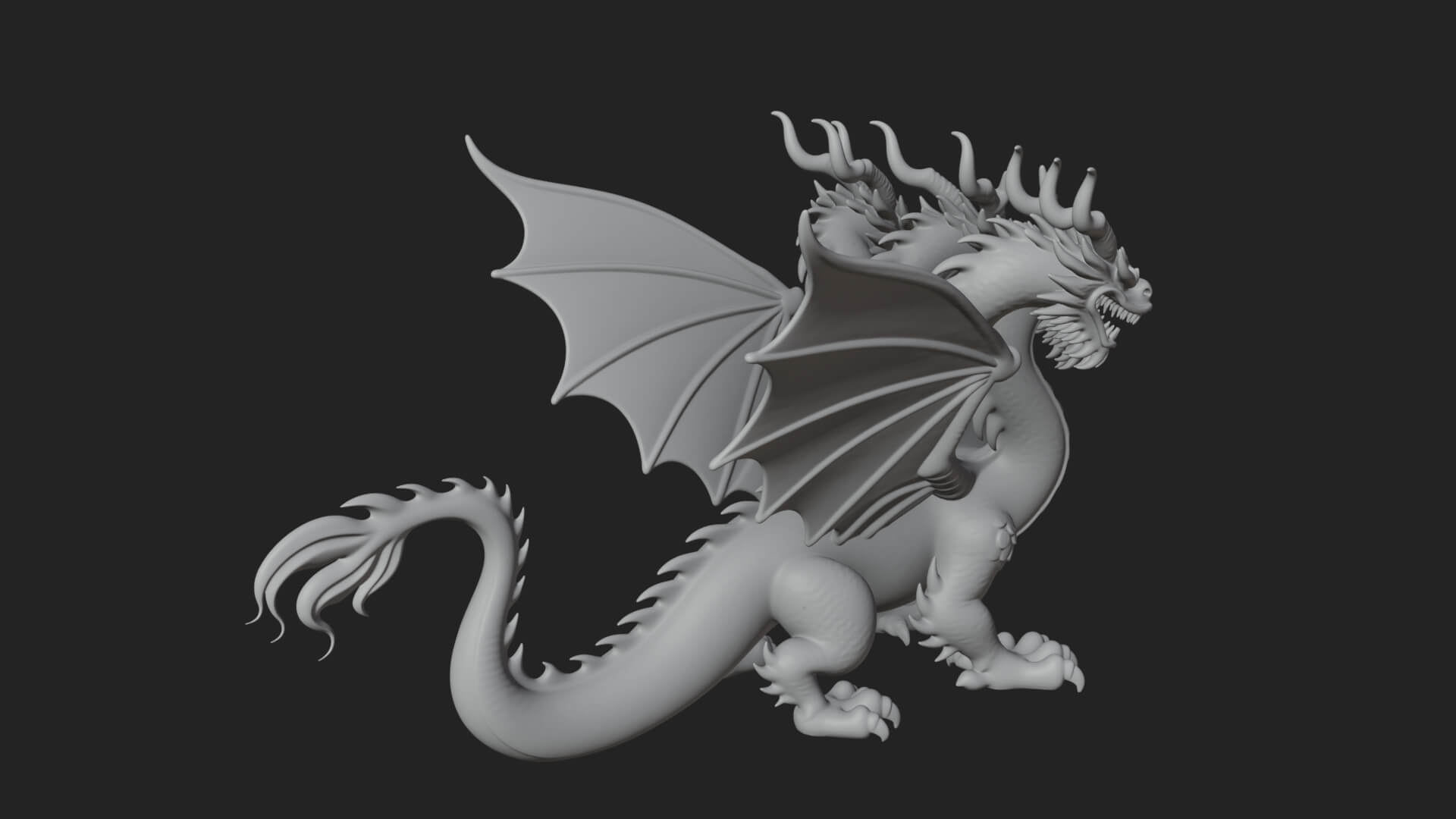 Winged Dragon Statue Design 18 3D Print Model 3D Model