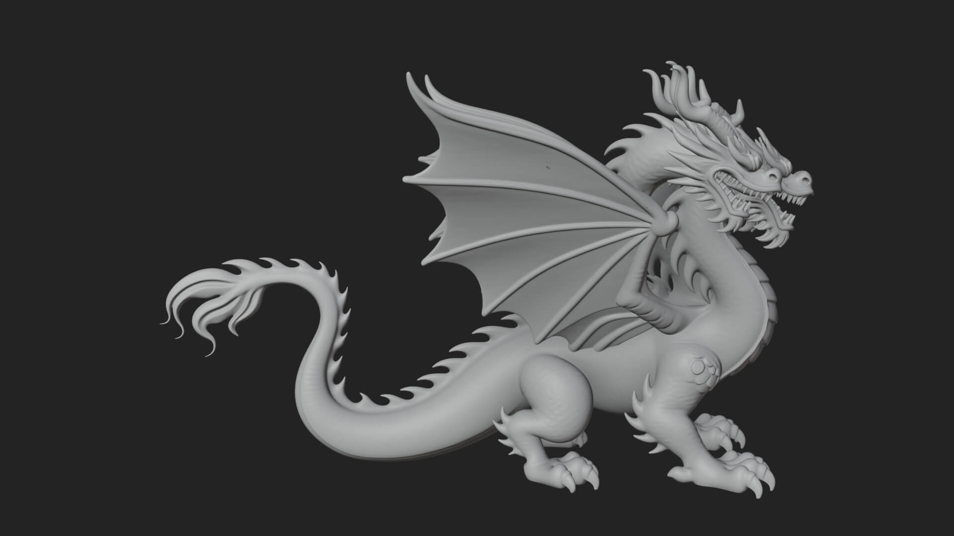 Winged Dragon Statue Design 18 3D Print Model 3D Model