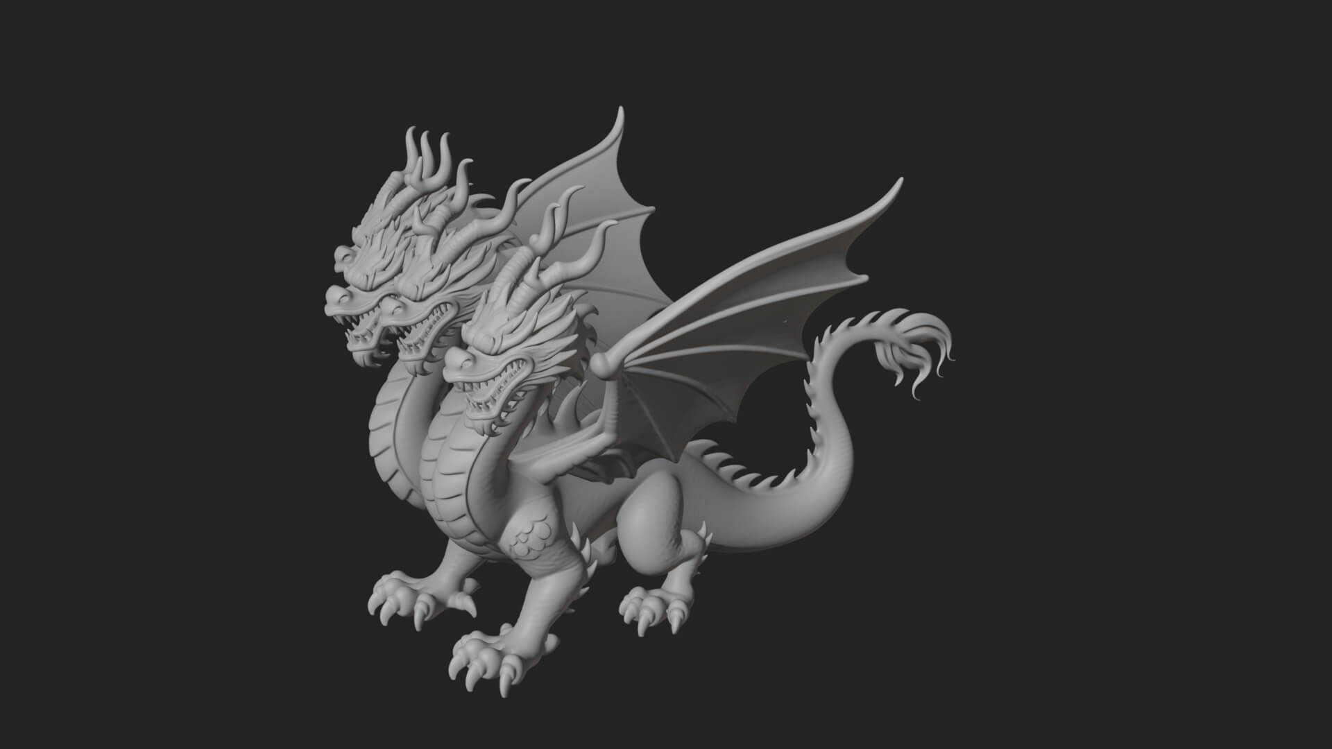 Winged Dragon Statue Design 18 3D Print Model 3D Model