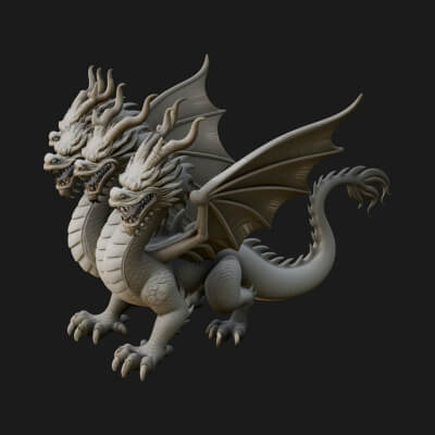 Winged Dragon Statue Design 18 3D Print Model