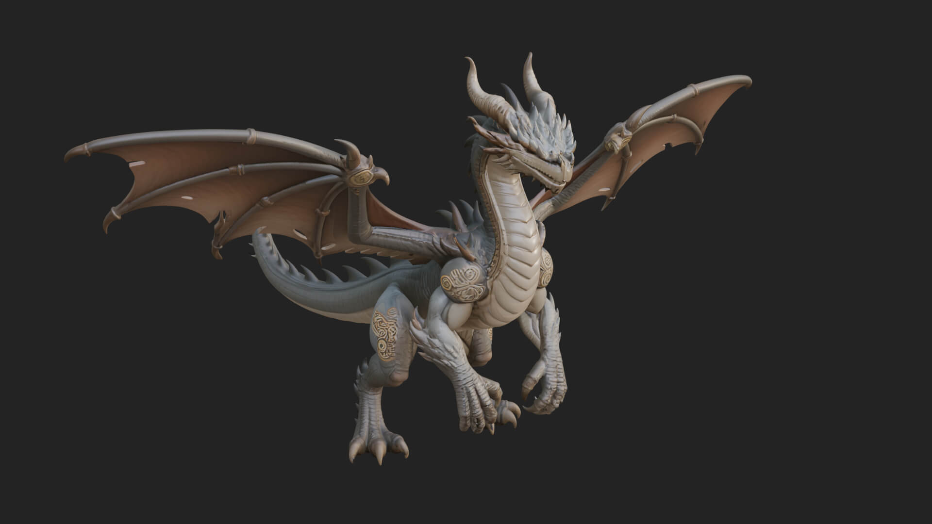 Winged Dragon Statue Design 19 3D Print Model 3D Model