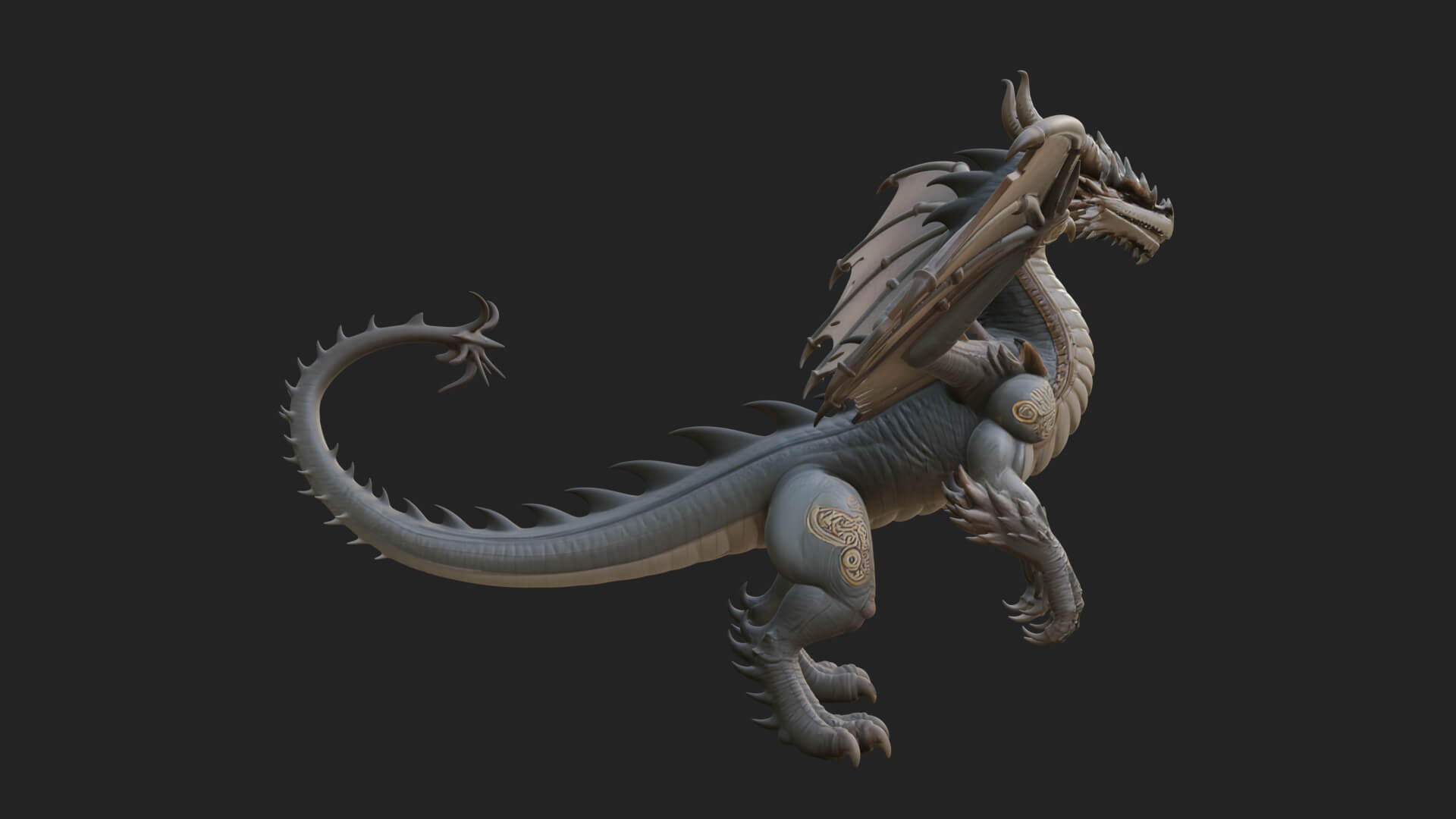 Winged Dragon Statue Design 19 3D Print Model 3D Model