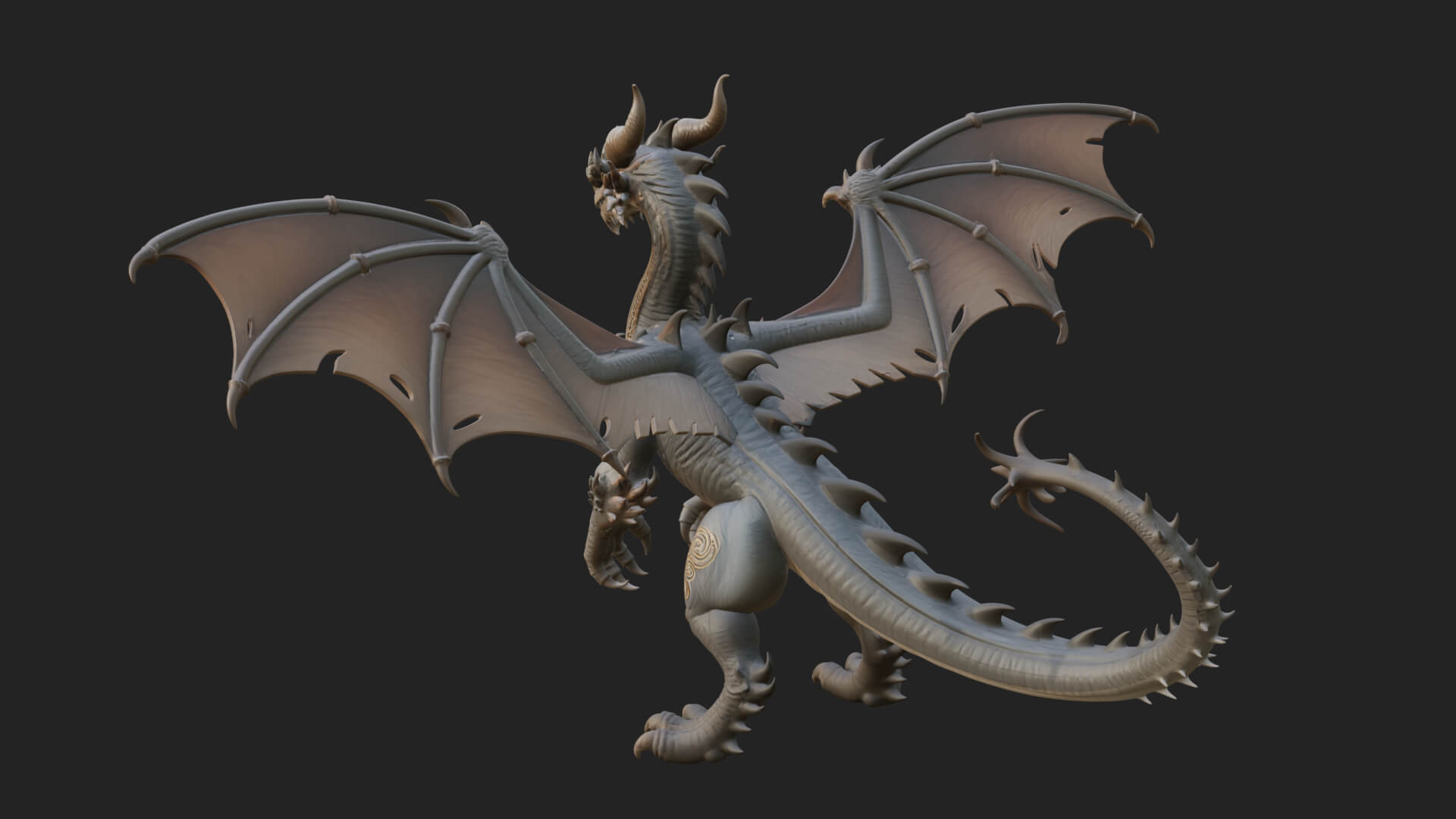 Winged Dragon Statue Design 19 3D Print Model 3D Model