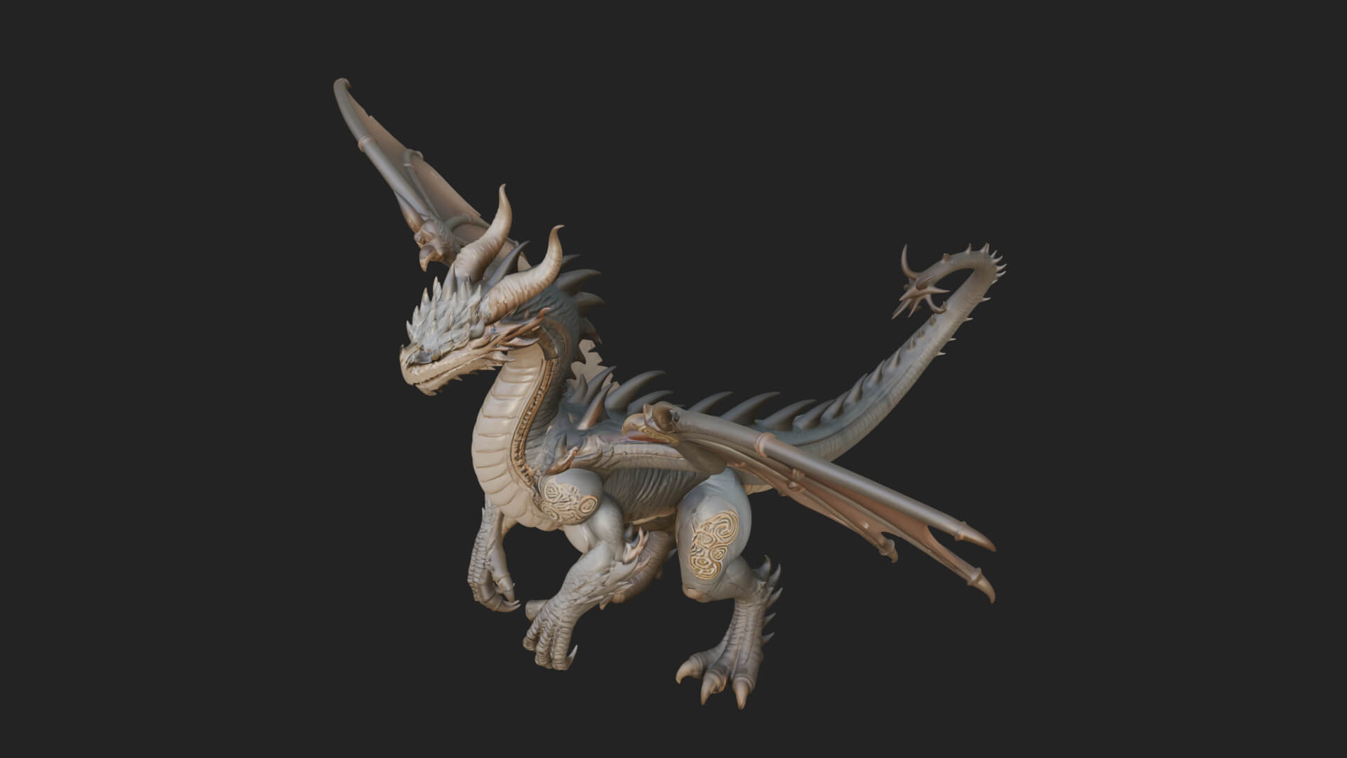 Winged Dragon Statue Design 19 3D Print Model 3D Model