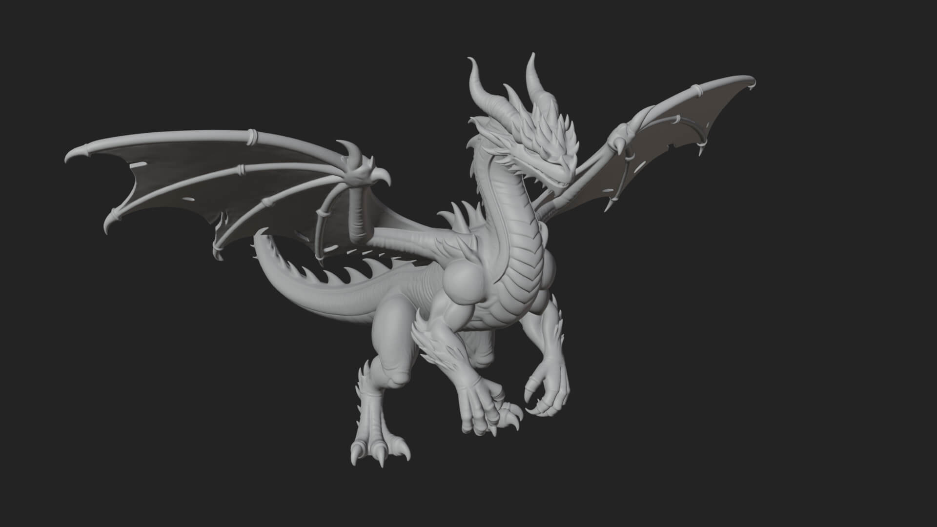 Winged Dragon Statue Design 19 3D Print Model 3D Model