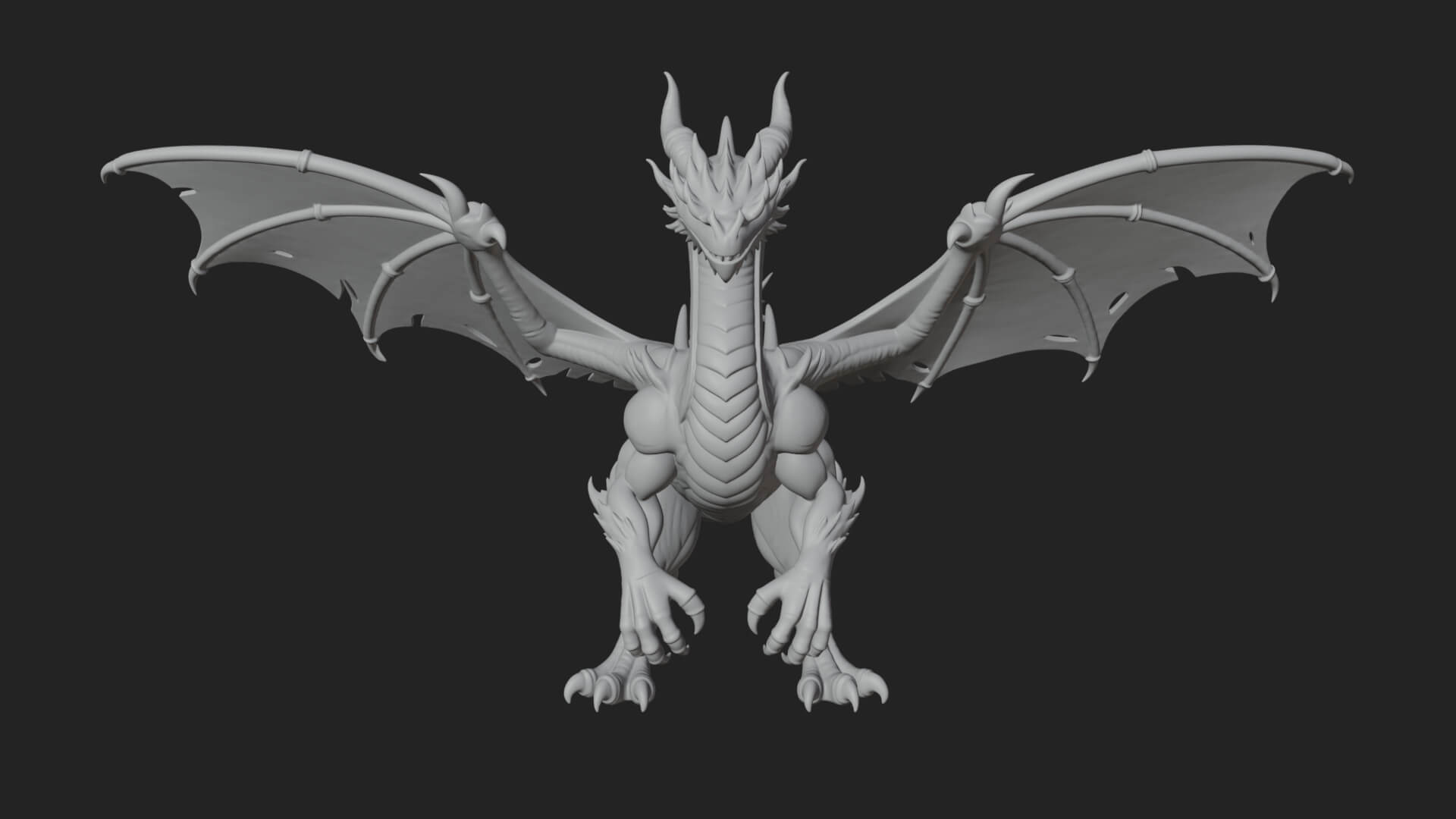 Winged Dragon Statue Design 19 3D Print Model 3D Model