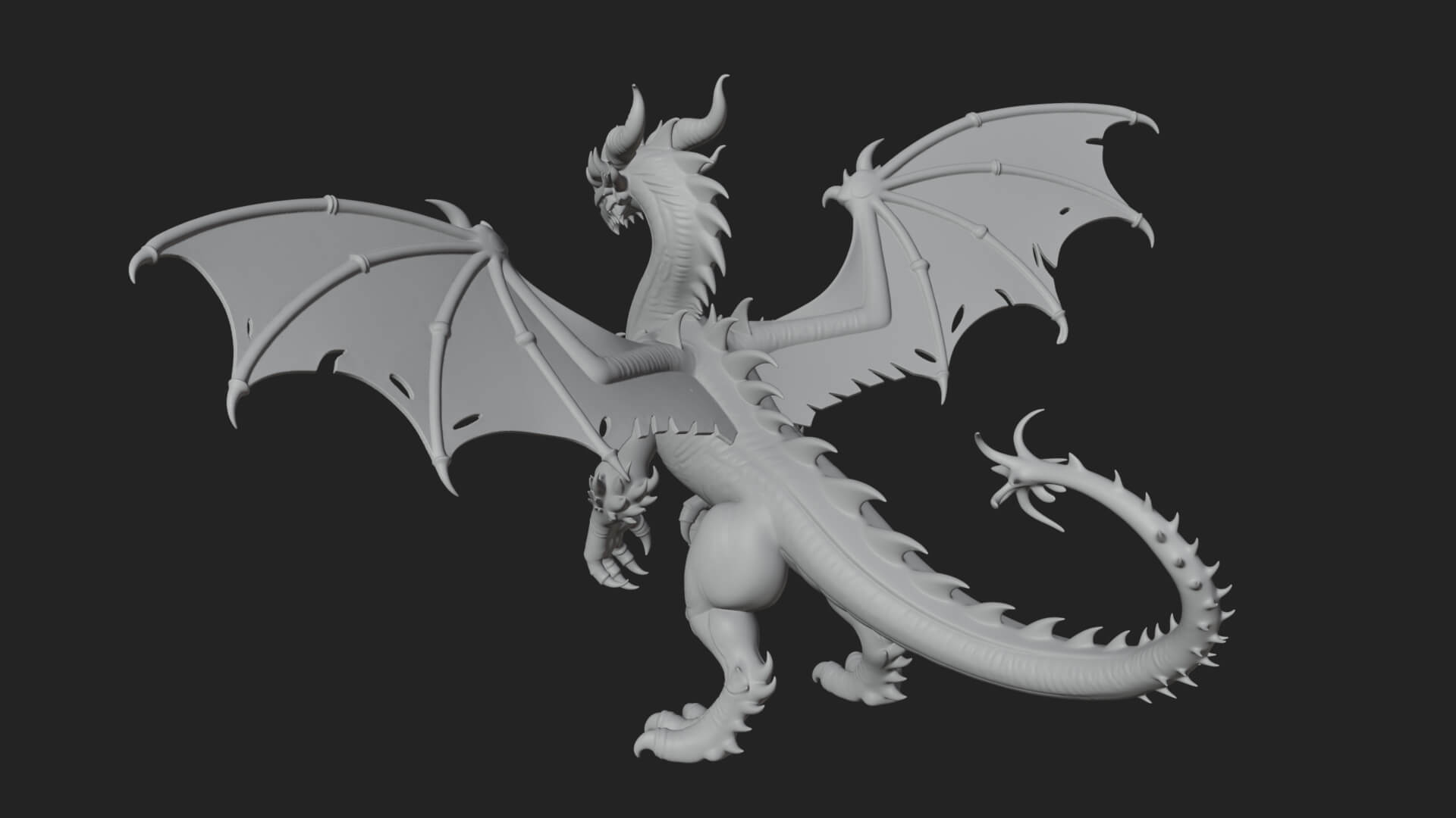 Winged Dragon Statue Design 19 3D Print Model 3D Model