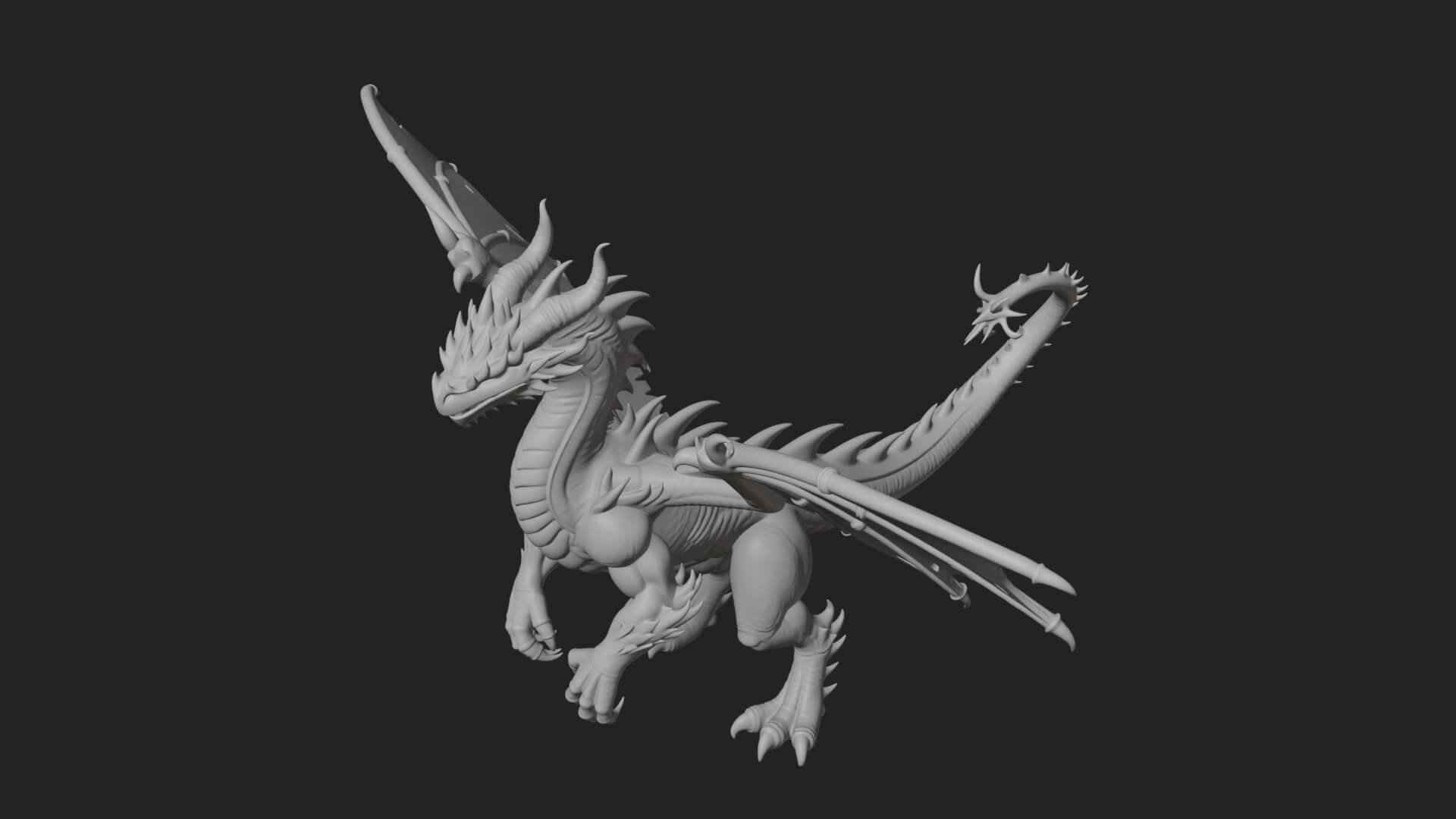 Winged Dragon Statue Design 19 3D Print Model 3D Model