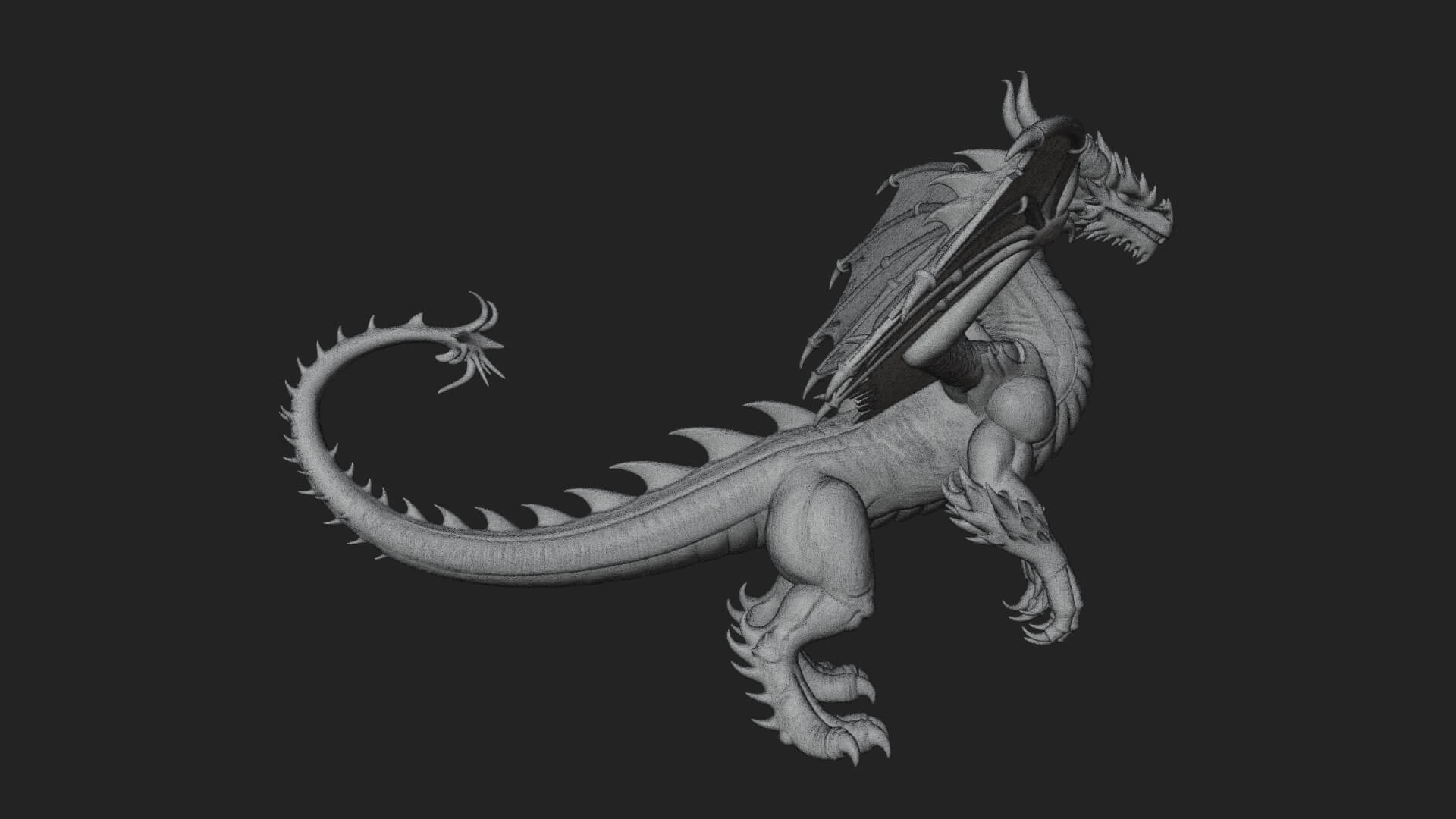 Winged Dragon Statue Design 19 3D Print Model 3D Model