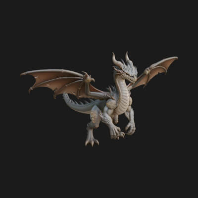 Winged Dragon Statue Design 19 3D Print Model