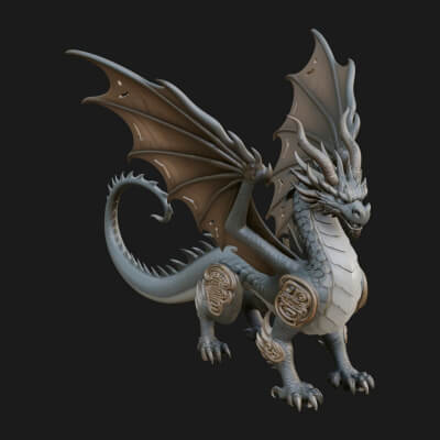 Winged Dragon Statue Design 2 3D Print Model