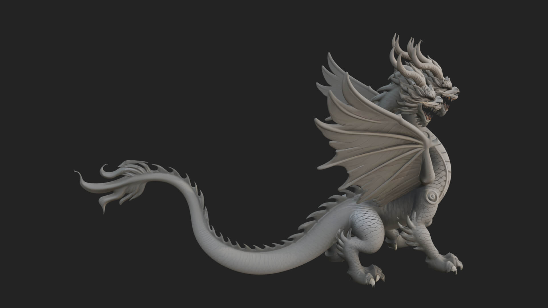 Winged Dragon Statue Design 20 3D Print Model 3D Model