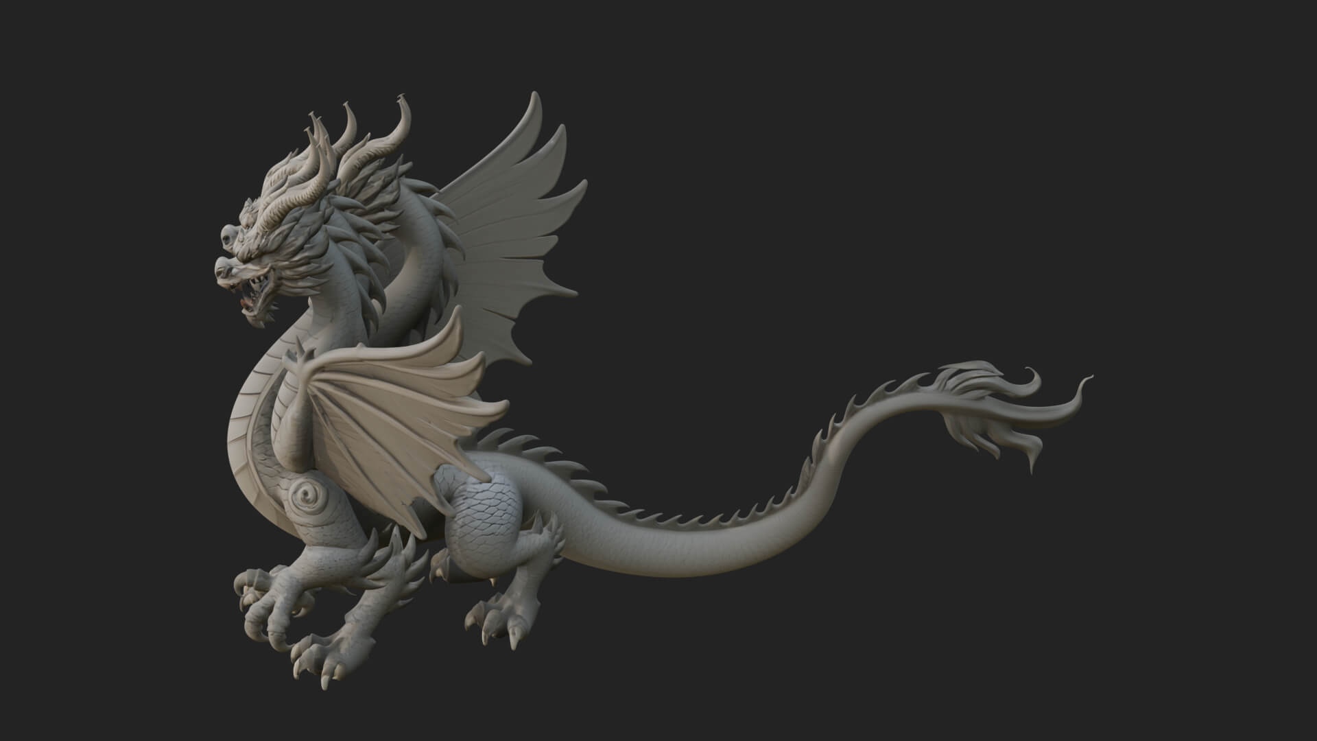 Winged Dragon Statue Design 20 3D Print Model 3D Model