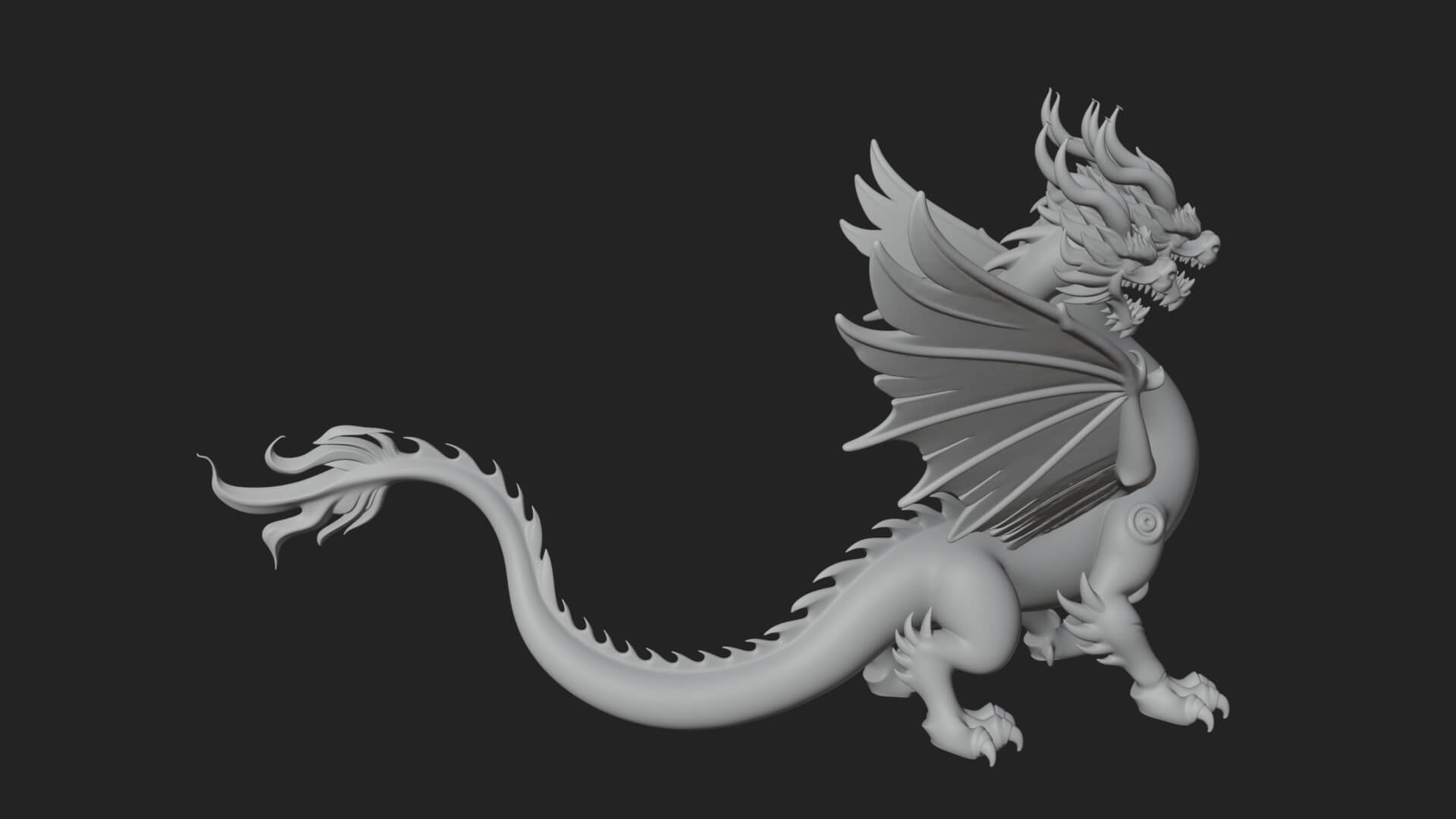 Winged Dragon Statue Design 20 3D Print Model 3D Model