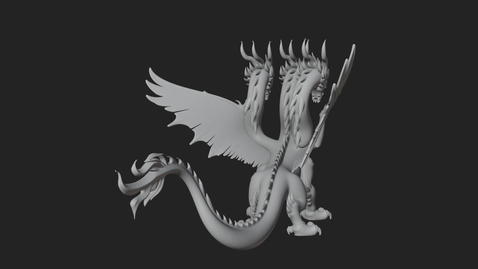 Winged Dragon Statue Design 20 3D Print Model 3D Model