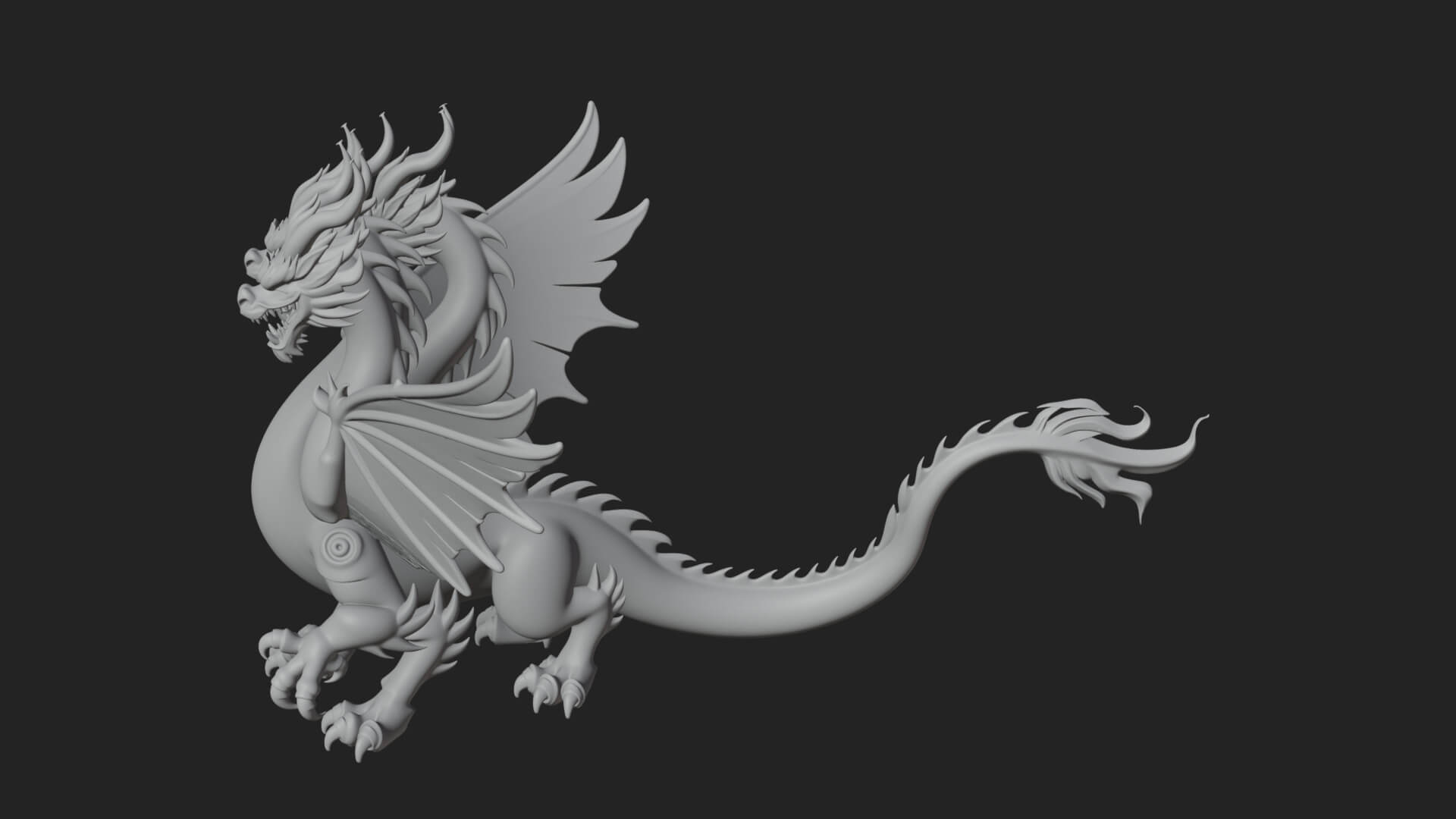 Winged Dragon Statue Design 20 3D Print Model 3D Model
