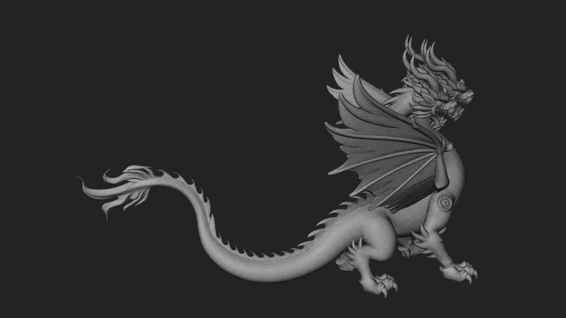 Winged Dragon Statue Design 20 3D Print Model 3D Model