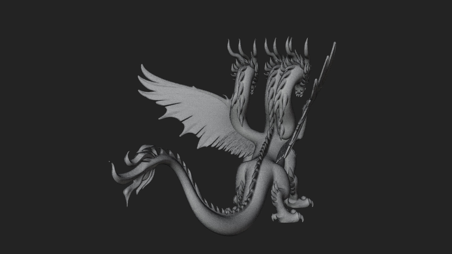 Winged Dragon Statue Design 20 3D Print Model 3D Model