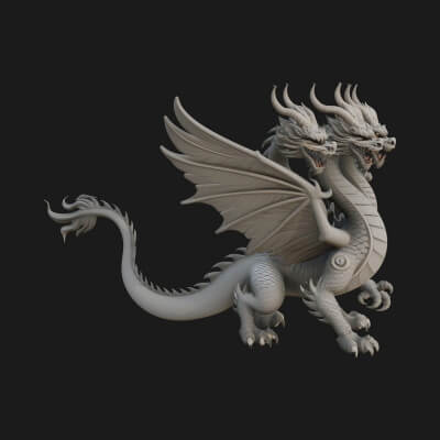 Winged Dragon Statue Design 20 3D Print Model